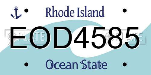 EOD4585 Rhode Island License Plate