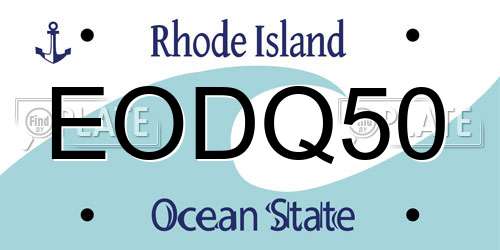 EODQ50 Rhode Island License Plate
