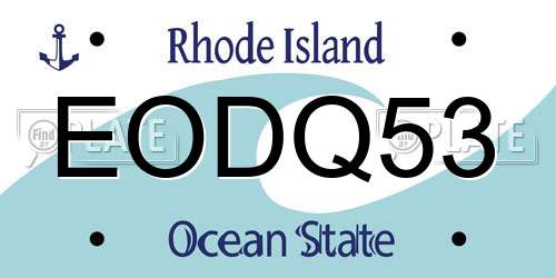 EODQ53 Rhode Island License Plate