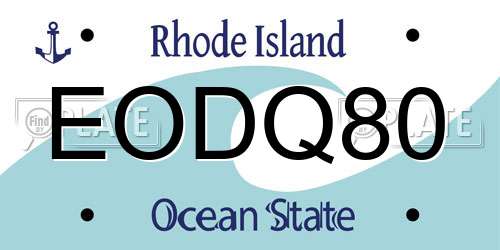 EODQ80 Rhode Island License Plate