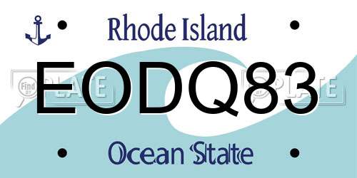 EODQ83 Rhode Island License Plate