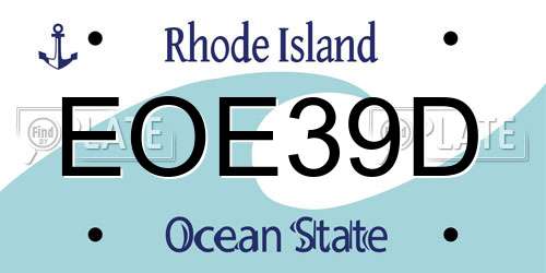 EOE39D Rhode Island License Plate