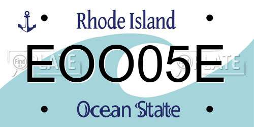 EOO05E Rhode Island License Plate