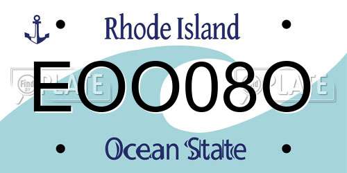 EOO08O Rhode Island License Plate