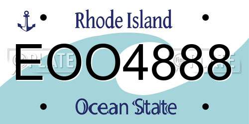 EOO4888 Rhode Island License Plate