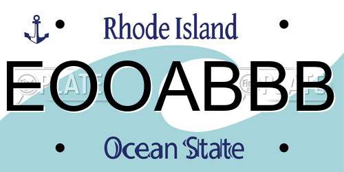 EOOABBB Rhode Island License Plate