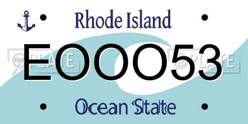 EOOO53 Rhode Island License Plate