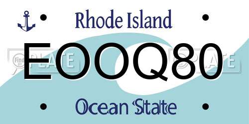 EOOQ80 Rhode Island License Plate