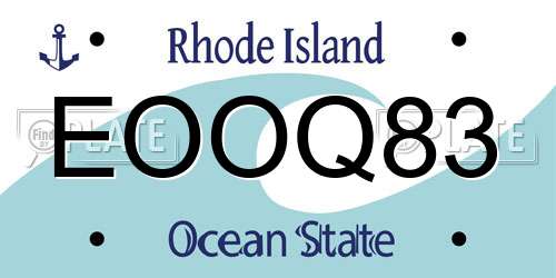 EOOQ83 Rhode Island License Plate