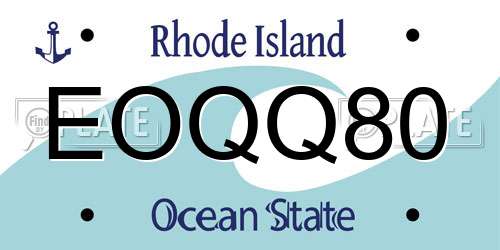 EOQQ80 Rhode Island License Plate