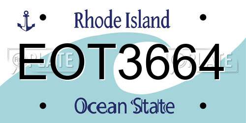 EOT3664 Rhode Island License Plate