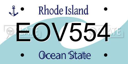 EOV554 Rhode Island License Plate