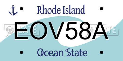 EOV58A Rhode Island License Plate