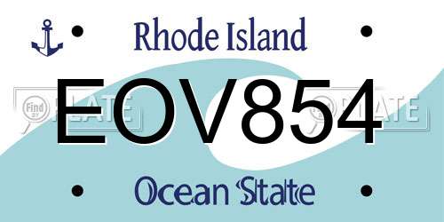 EOV854 Rhode Island License Plate