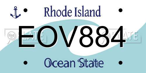 EOV884 Rhode Island License Plate