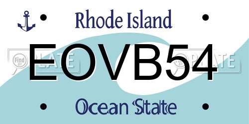EOVB54 Rhode Island License Plate
