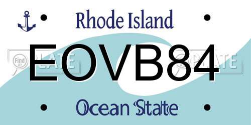 EOVB84 Rhode Island License Plate