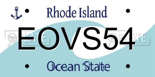 EOVS54 Rhode Island License Plate