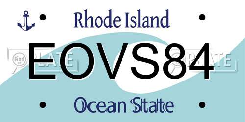EOVS84 Rhode Island License Plate