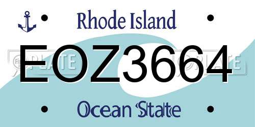 EOZ3664 Rhode Island License Plate