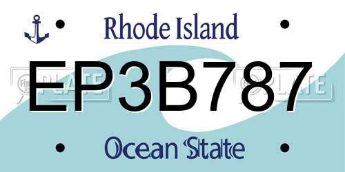 EP3B787 Rhode Island License Plate