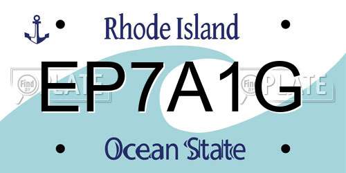 EP7A1G Rhode Island License Plate