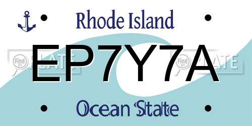 EP7Y7A Rhode Island License Plate