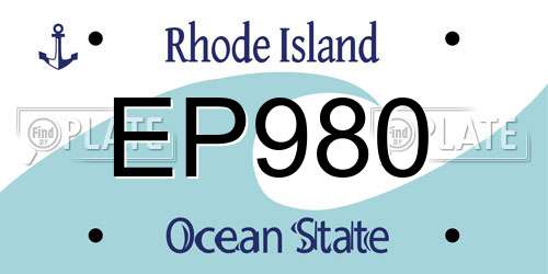EP980 Rhode Island License Plate