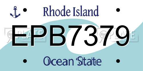 EPB7379 Rhode Island License Plate