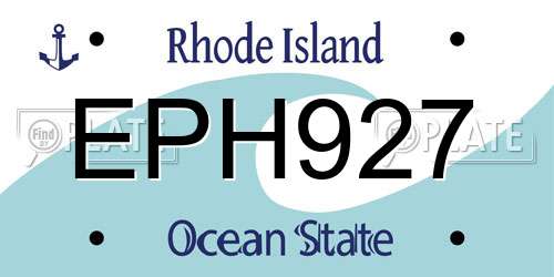 EPH927 Rhode Island License Plate
