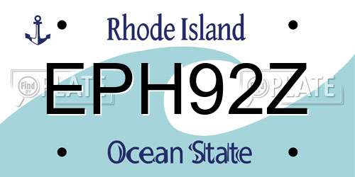 EPH92Z Rhode Island License Plate
