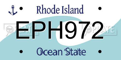 EPH972 Rhode Island License Plate