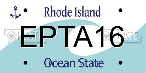 EPTA16 Rhode Island License Plate