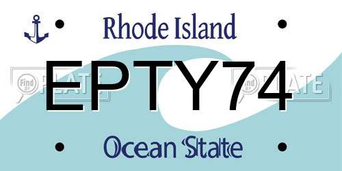 EPTY74 Rhode Island License Plate