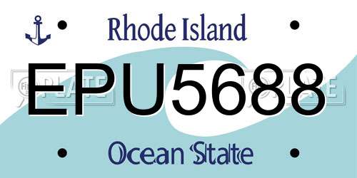 EPU5688 Rhode Island License Plate