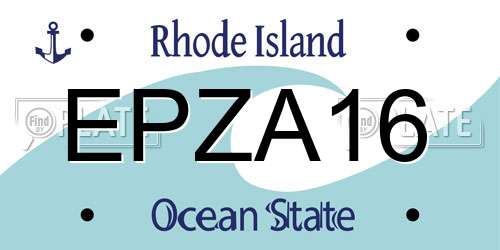 EPZA16 Rhode Island License Plate