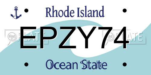 EPZY74 Rhode Island License Plate