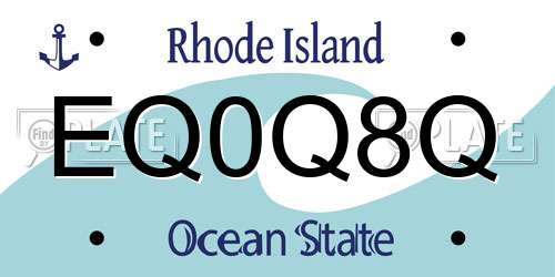 EQ0Q8Q Rhode Island License Plate