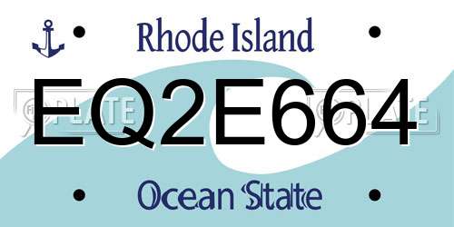 EQ2E664 Rhode Island License Plate