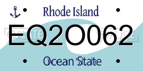 EQ2O062 Rhode Island License Plate