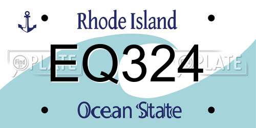 EQ324 Rhode Island License Plate