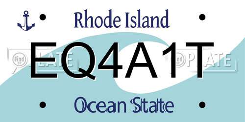 EQ4A1T Rhode Island License Plate