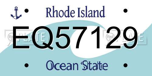 EQ57129 Rhode Island License Plate