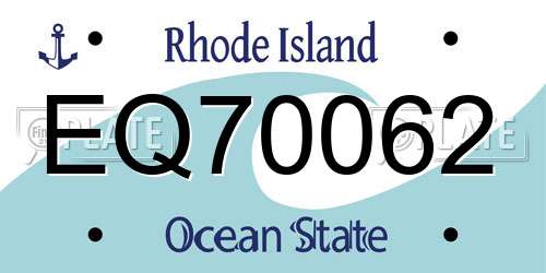 EQ70062 Rhode Island License Plate