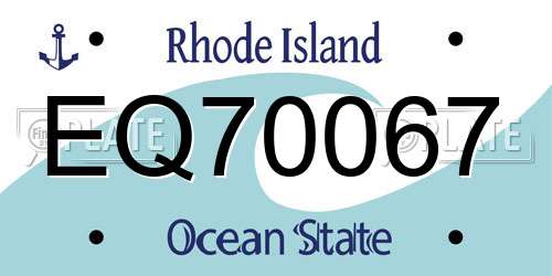 EQ70067 Rhode Island License Plate