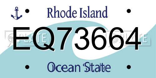 EQ73664 Rhode Island License Plate