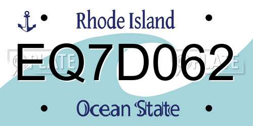 EQ7D062 Rhode Island License Plate