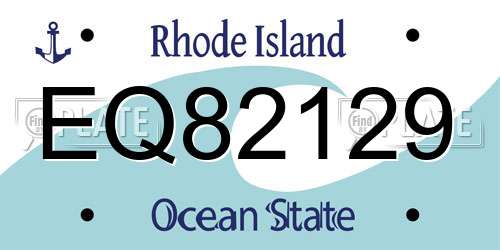 EQ82129 Rhode Island License Plate