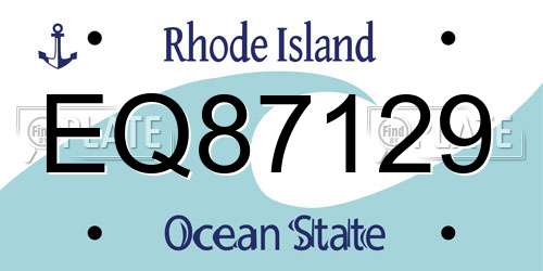 EQ87129 Rhode Island License Plate
