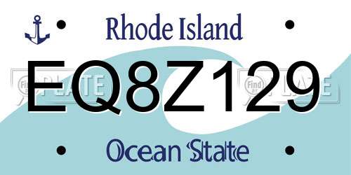 EQ8Z129 Rhode Island License Plate